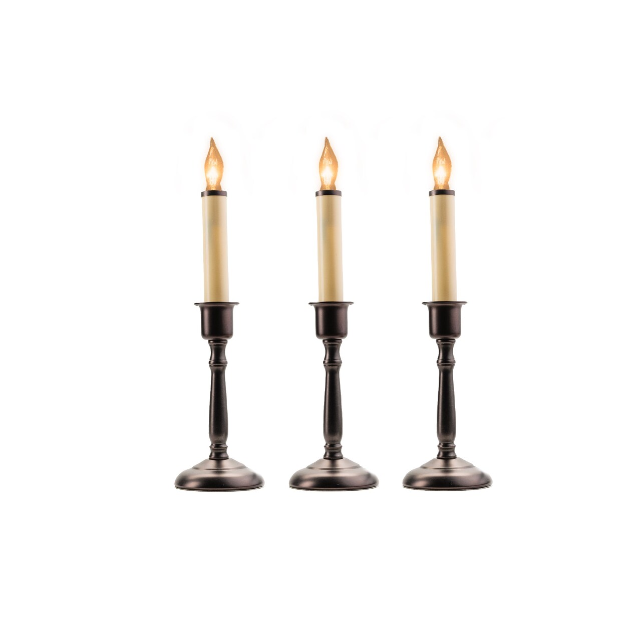 CC Christmas Decor Lighted LED Window Candles - 12" - Beige and Bronze - Set of 3
